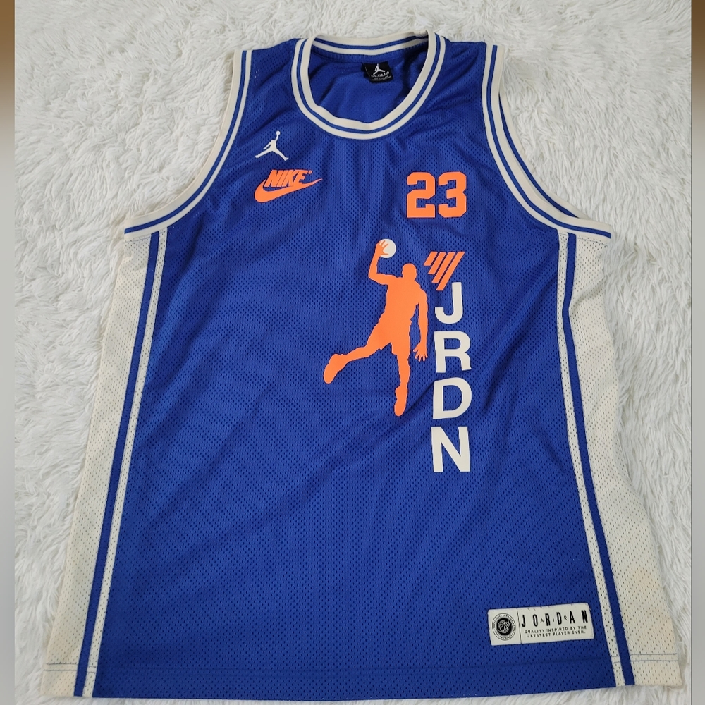 Nike  Air Jordan 5 Legacy Jersey Sleeveless Tank Blue/Orange Size XXL